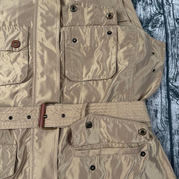 Lauren Ralph Lauren Utility Vest Women L Tan Belted Safari Cargo Sleeveless - Picture 12 of 16